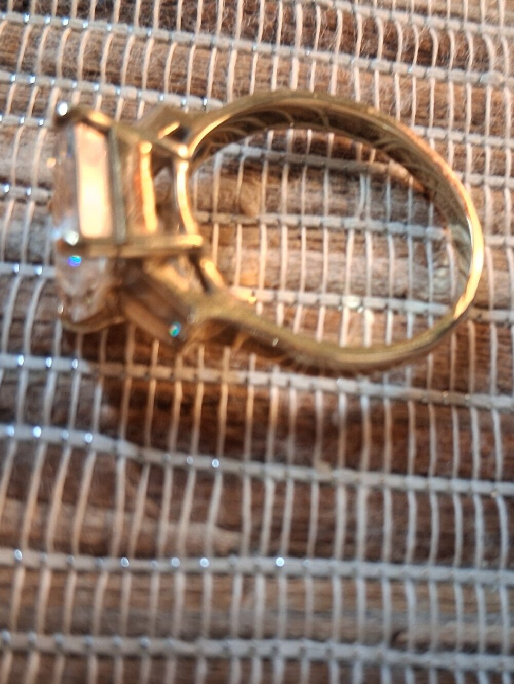 Vintage 1990's 14K Gold Square Cut Cubic Zirconia Statement Ring - Picture 5 of 11